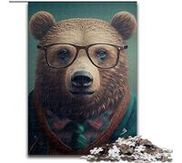 Puzzles pour Adultes 1000 pièces représentant Un Ours Hipster habillé, Un éléphant, Un Jeu intellectuel, Un Cadeau d'anniversaire, Une décoration Murale pour Les 14 Ans et Plus (Taille 50x75cm)