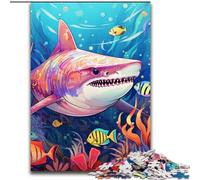Puzzles pour Adultes 1000 pièces Requin Mignon Puzzles 1000 pièces pour Adultes Cadeau de Vacances idéal, Jouet éducatif (Taille 26x38cm)