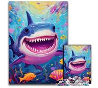 Puzzles pour Adultes 1000 pièces Requin Mignon Puzzles en Bois pour Adultes Activité à Domicile pour Les Vacances, Les Anniversaires et Les soirées de Jeux en Famille 50x75cm/19,68x29,52 Pouces