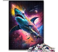 Puzzles pour Adultes 1000 pièces Requin surnaturel en Bois, décoration Artistique DIY Parfaite ou Cadeau d'anniversaire 50x75cm pour Jeu interactif en Famille