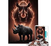 Puzzles pour Adultes 1000 pièces Rhino Power︰ Force et Majesté Puzzle 1000 pièces Jouet Anti-Stress Décoration intérieure Jeu éducatif Familial (50x75cm)