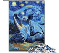Puzzles pour Adultes 1000 pièces Rhino Starry Sky Puzzle Parfait pour s'amuser en Famille à Noël, Thanksgiving, Les Anniversaires et Pâques (Taille : 50x75cm)