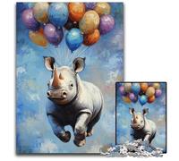 Puzzles pour Adultes 1000 pièces Rhinocéros Ballon Puzzles en Carton Difficiles et stimulants, Superbes Cadeaux et Jouets pour Les 14 Ans 26x38cm