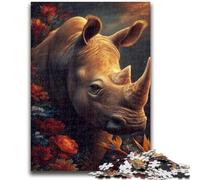 Puzzles pour Adultes 1000 pièces, rhinocéros mystérieux, pour Adolescents, Jeu Stimulant, décoration Murale, Cadeaux d'anniversaire et de Noël Uniques, 50x75cm