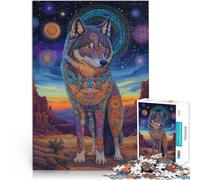 Puzzles pour Adultes 1000 pièces Roi Loup Sacré Fabriqué en Carton pour et à partir de 14 Ans et Plus Jeux Amusants pour Les familles Cadeaux Difficiles et durs pour Femmes et Hommes。Taille：26x38cm