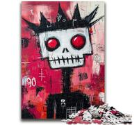 Puzzles pour Adultes 1000 pièces Roi Squelette de Style Basquiat Jeu éducatif Défi Jouet Décoration Murale Cadeaux d'anniversaire et de Noël Uniques 50x75cm