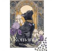 Puzzles pour Adultes 1000 Pièces Romantic Black Cat Art Print Puzzle pour Adultes Jeu Familial Décoration Murale Jeu Stimulant Cadeaux 70x50cm/1000pcs