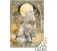 Puzzles pour Adultes 1000 Pièces Romantic Cat Art Print Puzzles pour Adultes Jeu De Réflexion Et De Logique Activités Amusantes À La Maison, 70x50cm/1000pcs