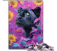 Puzzles pour Adultes 1000 pièces Rose Tournesol Léopard Noir Puzzle 1000 pièces Cadeaux Divertissement Relaxant, Cadeau de Noël Parfait et Décoration intérieure (Taille 26x38cm)