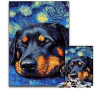 Puzzles pour Adultes 1000 pièces Rottweiler Ciel Nocturne Puzzles impossibles pour Adultes Relax & Challenge,Art de décoration d'intérieur coloré, pour Les Amis 50x75cm/19,68x29,52 Pouces