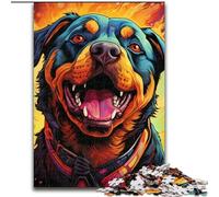Puzzles pour Adultes 1000 pièces, Rottweiler coloré, Puzzles en Bois, Taille 50x75cm, Jeu de réflexion, Jeu Familial interactif, adapté aux 14 Ans et Plus