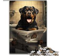 Puzzles pour Adultes, 1000 pièces, Rottweiler lisant Un Journal, Puzzle en Bois, Taille 50x75cm, Casse-tête Stimulant pour Adolescents, soirée de Jeux en Famille