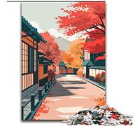 Puzzles pour Adultes 1000 pièces Rue d'automne au Japon, Aide Le Cerveau à exercer des Jouets addictifs pour cultiver la Patience Décoration Parfaite 26x38cm