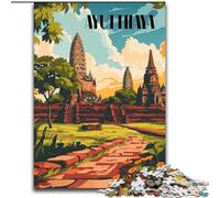 Puzzles pour Adultes 1000 pièces Ruines d'Ayutthaya, à partir de 14 Ans, Jeux éducatifs, Jouets à Faire soi-même, œuvres d'art, Cadeau, 26x38cm