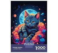 Puzzles pour Adultes 1000 Pièces Russian Blue Kitten Puzzle pour Adultes, Jeu De Réflexion, Cadeau d'anniversaire, Défi Éducatif 70x50cm/1000pcs