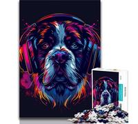 Puzzles pour Adultes 1000 pièces Saint Bernard avec Casque pour Adolescents Puzzle intéressant pour la réduction du Stress Interaction Parent-Enfant 26x38cm