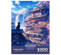 Puzzles pour Adultes 1000 Pièces Sakura Anime Cat Japanese Puzzles pour Adultes Jeu Manuel Défi Difficile Aidez Votre Cerveau À Faire Travailler 70x50cm/1000pcs