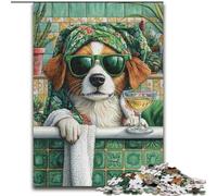 Puzzles pour Adultes 1000 pièces Salle de Bain Chien Aide Le Cerveau à exercer Jouets addictifs pour cultiver la Patience Une œuvre d'art 26x38cm