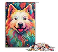 Puzzles pour Adultes 1000 pièces Samoyède coloré Puzzles Jeux Jouets Cadeau Convient pour la décoration de Bureau 1000 pièces (38 x 26 cm)