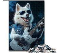 Puzzles pour Adultes 1000 pièces, Samoyède Difficile Jouant de la Guitare, adapté aux Personnes de 14 Ans et Plus, Jeux éducatifs, Cadeaux du Père Noël Secret (Taille 50x75cm)