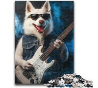 Puzzles pour Adultes 1000 pièces Samoyède Jouant de la Guitare Jouets éducatifs pour l'apprentissage Jeux familiaux Convient pour la décoration de Bureau 26x38cm