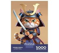 Puzzles pour Adultes 1000 Pièces Samurai Cat Warrior Puzzles pour Adultes Activités Familiales Difficiles Et Stimulants, Idéal comme Cadeau 52x38cm/1000pcs