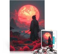 Puzzles pour Adultes 1000 pièces Samurai Cherry Moon Japon Compétition de Vitesse Manuelle Cadeau d'œuvre d'art 52x38cm