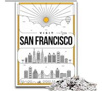 Puzzles pour Adultes 1000 pièces San Francisco, Californie, Jeu éducatif Familial avec pièces entièrement emboîtables de Formes aléatoires (50x75cm) 1000 pièces