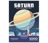 Puzzles pour Adultes 1000 Pièces Saturn Space Exploration Party Puzzles pour Adultes - Jouets Anti-Stress - Cadeau d'anniversaire Unique 70x50cm/1000pcs