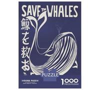 Puzzles pour Adultes 1000 Pièces Save The Whales Nautical Puzzle pour Adultes Jeu De Réflexion Une Œuvre d'art Activités Amusantes À La Maison 70x50cm/1000pcs