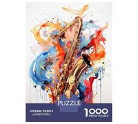 Puzzles pour Adultes 1000 Pièces Saxophone Music Art Print Puzzle pour Adolescents Assemblage De Motifs Interaction Parent-Enfant Jeu Au Design Soigné 70x50cm/1000pcs