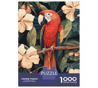 Puzzles pour Adultes 1000 Pièces Scarlet Macaw in Tropical Floral Setting Puzzle Jeux Relaxants Difficile, Difficile, Stimulant À Terminer 70x50cm/1000pcs
