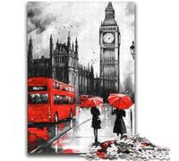 Puzzles pour Adultes 1000 pièces Scène de Rue de Londres Soulagement du Stress Défi Difficile Idéal comme Cadeau pour Toute la Famille 38x26cm