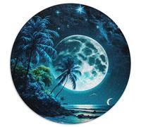 Puzzles pour Adultes, 1000 pièces, scène Nocturne de Plage, Puzzles Ronds de 1000 pièces pour Adultes, décoration Artistique à Faire soi-même, Cadeau d'anniversaire idéal, 1000 pièces (67,5x67,5cm)