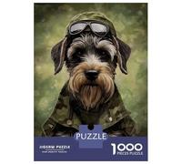 Puzzles pour Adultes 1000 Pièces Schnauzer Camo Jacket Puzzles pour Adolescents Jeu Manuel Décoration Intérieure Cadeaux De Noël Et d'anniversaire 38x26cm/1000pcs