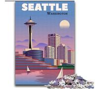 Puzzles pour Adultes 1000 pièces Seattle City WA Travel Art, Jouet éducatif intellectuel décompressant, Cadeau d'anniversaire, Cadeaux 75x100cm