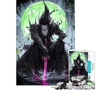 Puzzles pour Adultes 1000 pièces Seigneur Samouraï Clair de Lune Verte Difficulté et Défi Jeu Amusant pour Les 14 Ans et Plus (50x75cm)
