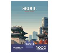 Puzzles pour Adultes 1000 Pièces Seoul, South Korea Travel Puzzles pour Adolescents Découpe De Précision Difficulté Et Défi Cadeaux d'anniversaire Et Cadeaux Uniques 52x38cm/1000pcs