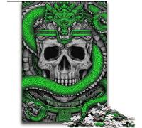 Puzzles pour Adultes 1000 pièces Serpent Vert et crâne, Anti-Stress, défi Difficile, idéal comme Cadeau pour Toute la Famille 38x52cm