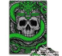 Puzzles pour Adultes 1000 pièces Serpent Vert et crâne pour Les 14 Ans et Plus Jeux Amusants Activités Amusantes à la Maison, Cadeaux d'anniversaire, Cadeaux de Voyage 50x75cm