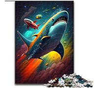 Puzzles pour Adultes 1000 pièces Shark Wizardry Puzzle en Carton, Parfait pour Halloween, Noël, Cadeau d'anniversaire 1000 pièces(26x38cm)
