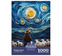 Puzzles pour Adultes 1000 Pièces Sheep Herder Under Starry Sky Puzzles pour Adolescents Anti-Stress Défi Éducatif Cadeaux De Noël Et d'anniversaire 70x50cm/1000pcs