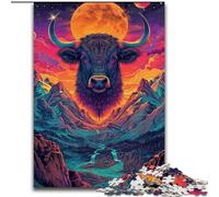 Puzzles pour Adultes, 1000 pièces Sigpsychedelic Cow in The Mountains Puzzles pour Adultes 1000 pièces pour la Famille et Les Amis, Défi cérébral Taille 26x38cm
