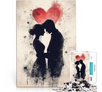 Puzzles pour Adultes 1000 pièces Silhouette Couple Amoureux Entraînez Votre Cerveau et Vos Mains Décoration Parfaite 38x26cm