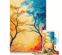 Puzzles pour Adultes 1000 pièces Silhouette d'arbre d'automne Jeu de logique et de réflexion Scène de Noël Amusante (38x26cm)