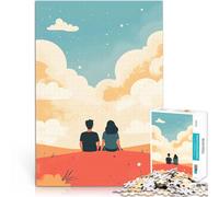 Puzzles pour Adultes 1000 pièces Silhouettes de Couple sous Le Ciel Coupe de précision Liste de souhaits avec Le Père Noël 52x38cm