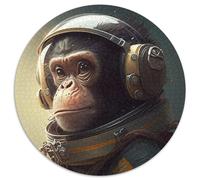Puzzles pour Adultes 1000 pièces Singe Astronaute de l'espace Puzzles Ronds pour 1000 pièces Idée Cadeau d'anniversaire, Jeu de Casse-tête Stimulant 67,5 x 67,5 cm