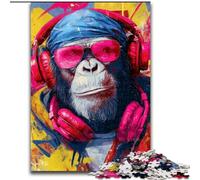 Puzzles pour Adultes 1000 pièces Singe avec Casque, pour Jeu éducatif, défi, Jouet pour améliorer la mémoire, à partir de 14 Ans (Taille 50x75cm)