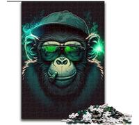 Puzzles pour Adultes 1000 pièces Singe Fumeur en Bois, pour Les 14 Ans et Plus 50x75cm. Un Casse-tête Stimulant - Jouet Relaxant pour Adolescents