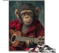 Puzzles pour Adultes 1000 pièces Singe Jouant de la Guitare, Jouets de Divertissement Familial, idéal comme Cadeau pour Toute la Famille à partir de 14 Ans (Taille 26x38cm)